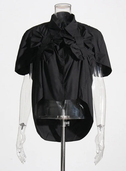 Desha Single Breasted Bowknot Shirt - Fashion Pov