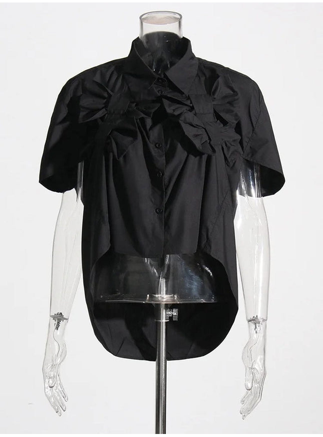 Desha Single Breasted Bowknot Shirt - Fashion Pov