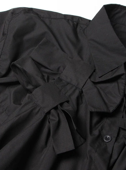 Desha Single Breasted Bowknot Shirt - Fashion Pov