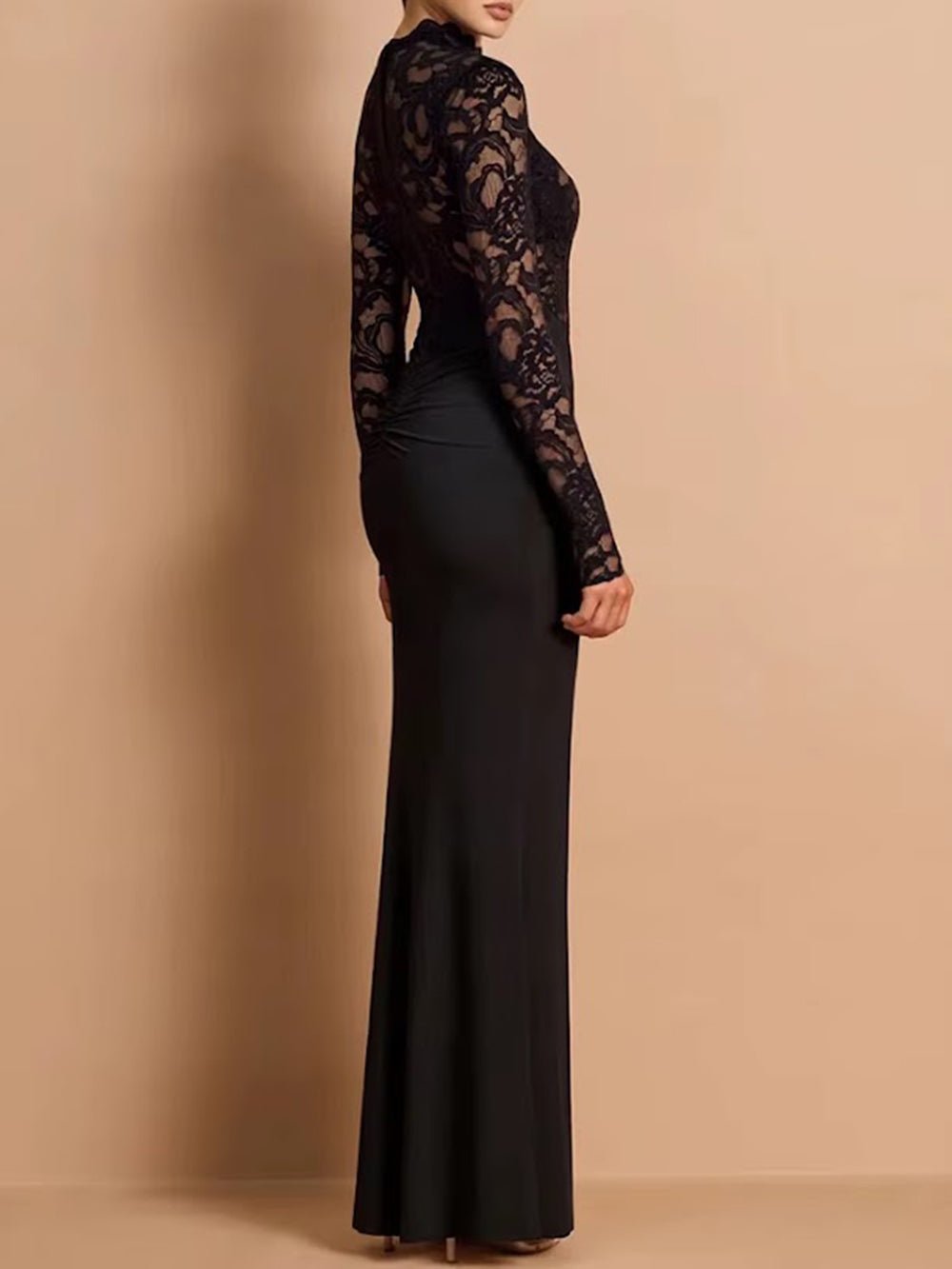 Elara Lace Ruched Gown Dress - Fashion Pov