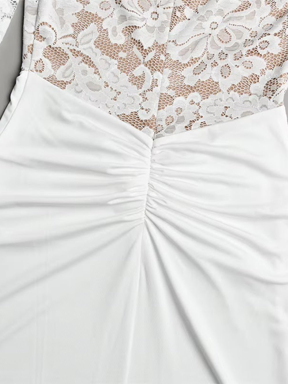 Elara Lace Ruched Gown Dress - Fashion Pov