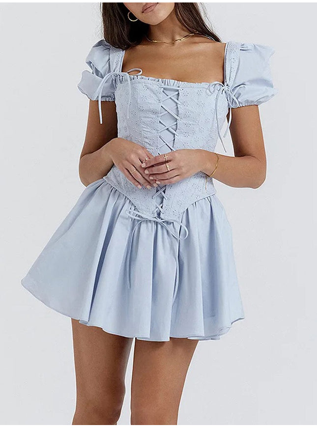 Elena Bubble Sleeves Mini Dress - Fashion Pov