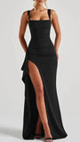 Elena Draped Slit Maxi Dress - Fashion Pov