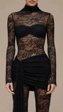 Elena Lace Sheer Draped Jumpsuit - Fashion Pov