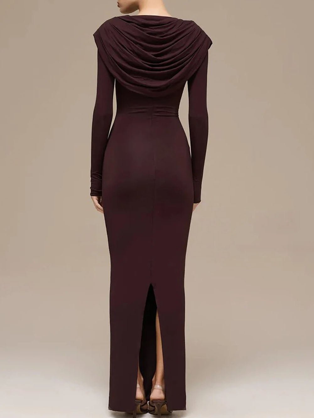 Elena Ruched Long Sleeve Maxi Dress - Fashion Pov