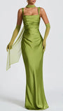 Elena Ruched Square - Neck Maxi Dress - Fashion Pov