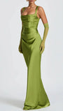 Elena Ruched Square - Neck Maxi Dress - Fashion Pov
