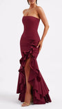 Eliza Strapless Split Ruffle Maxi Dress - Fashion Pov