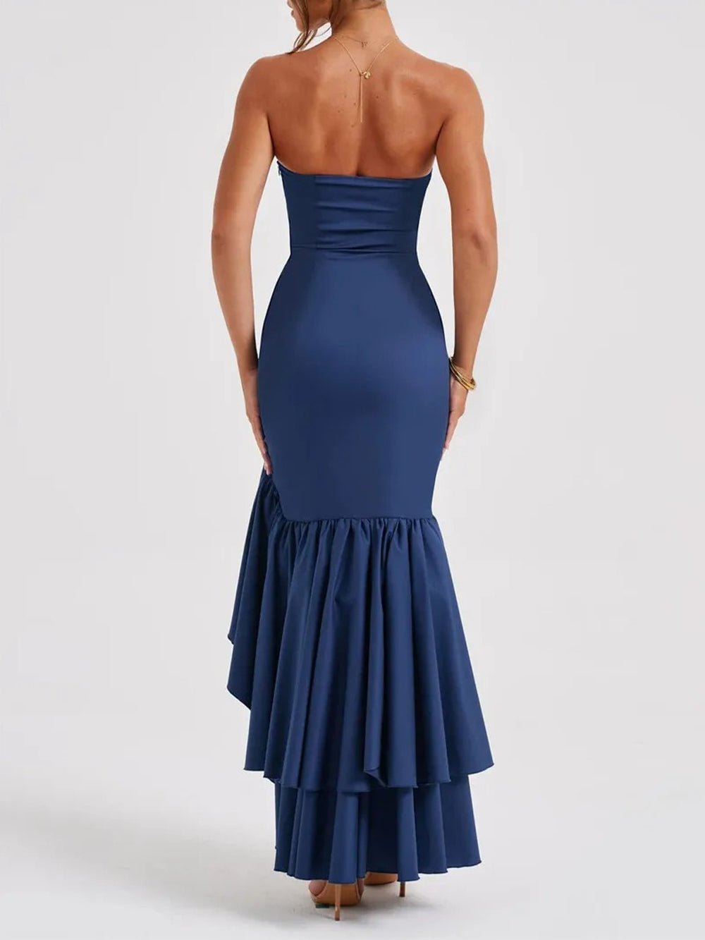Eliza Strapless Split Ruffle Maxi Dress - Fashion Pov