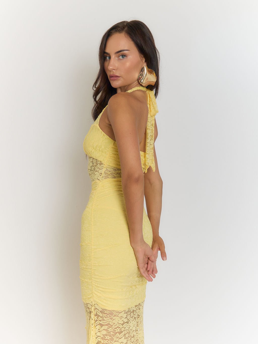 Elizabeth Backless Bodycon Maxi Dress Yellow / M Elizabeth Backless Bodycon Maxi Dress Yellow / M