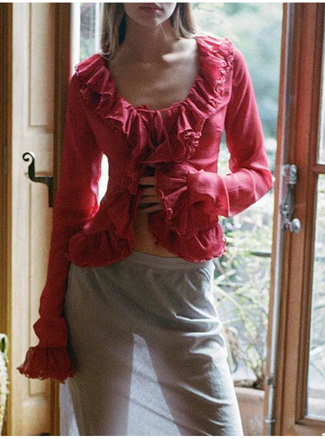 Ella Chiffon Ruffled T Shirt - Fashion Pov