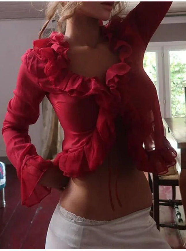 Ella Chiffon Ruffled T Shirt - Fashion Pov