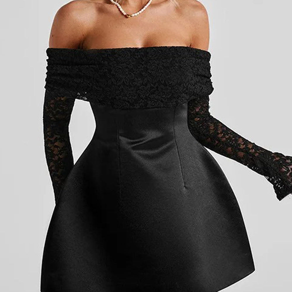 Elodie Off Shoulder Lace Mini Dress - Fashion Pov