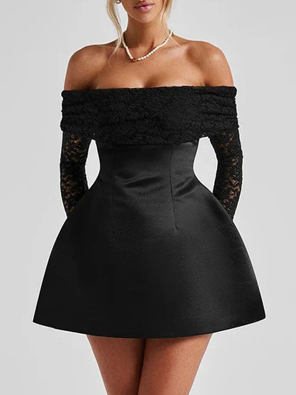 Elodie Off Shoulder Lace Mini Dress - Fashion Pov