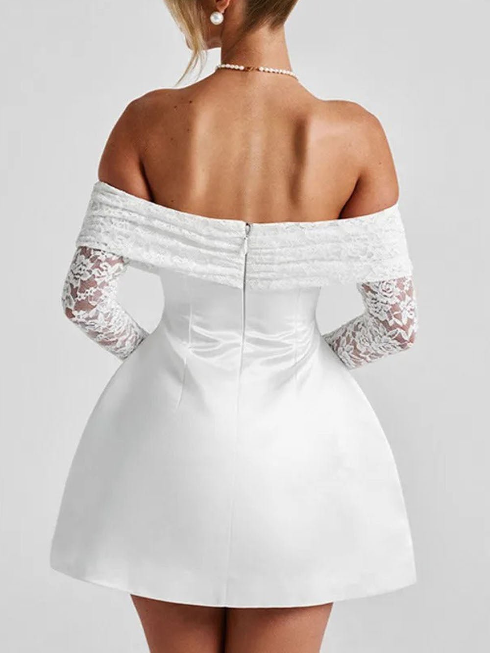 Elodie Off Shoulder Lace Mini Dress - Fashion Pov