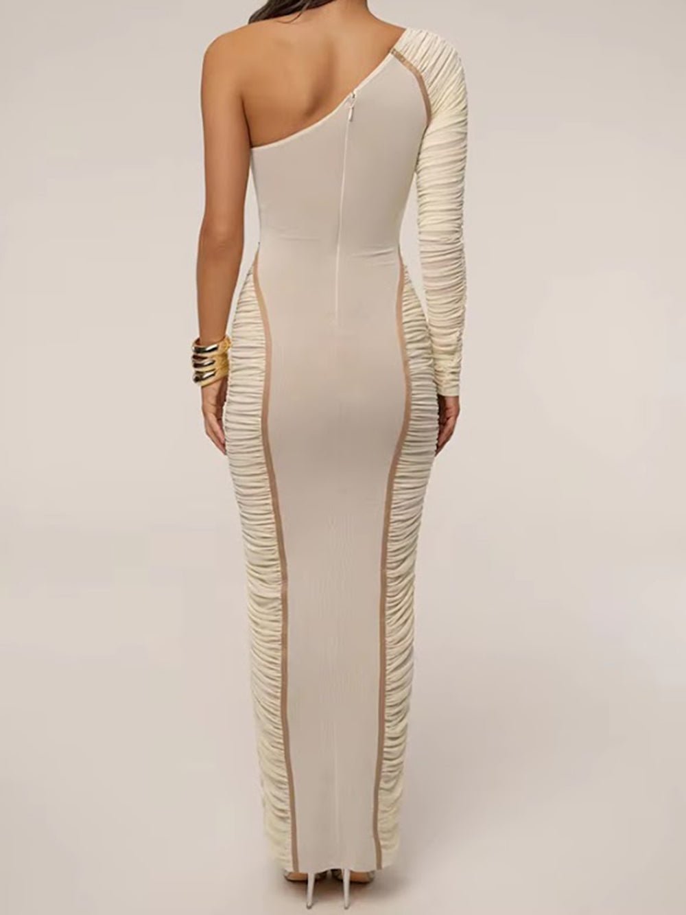 Elodie One Shoulder Ruched Maxi Dress - Fashion Pov