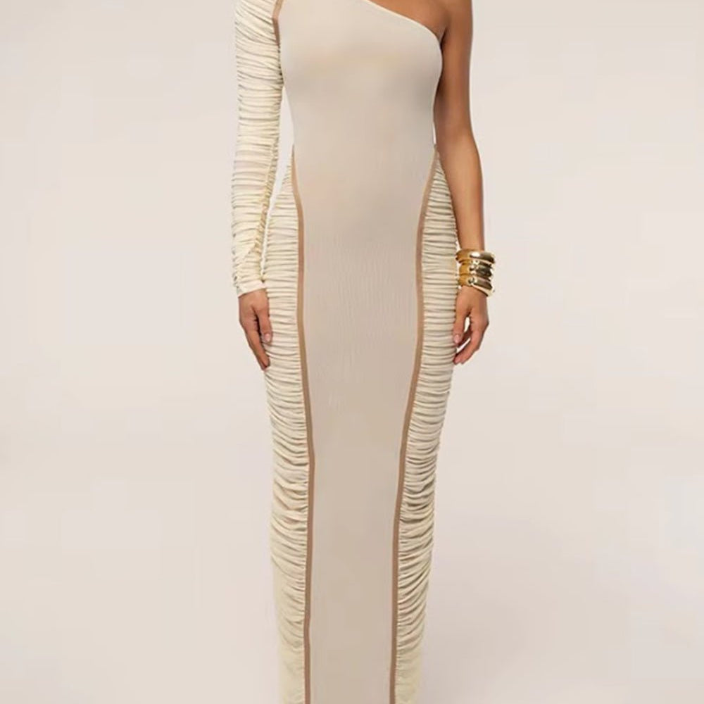 Elodie One Shoulder Ruched Maxi Dress - Fashion Pov