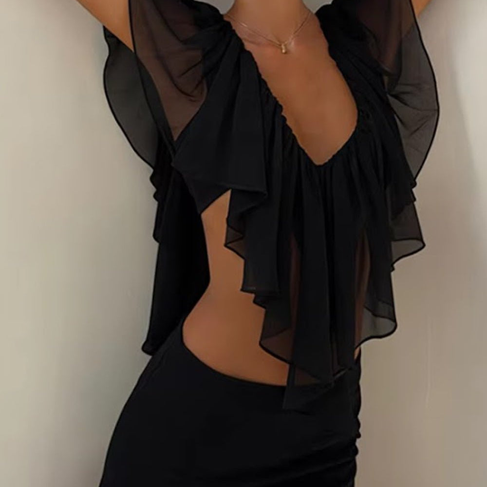 Elodie Ruffle Cutout Mini Dress - Fashion Pov