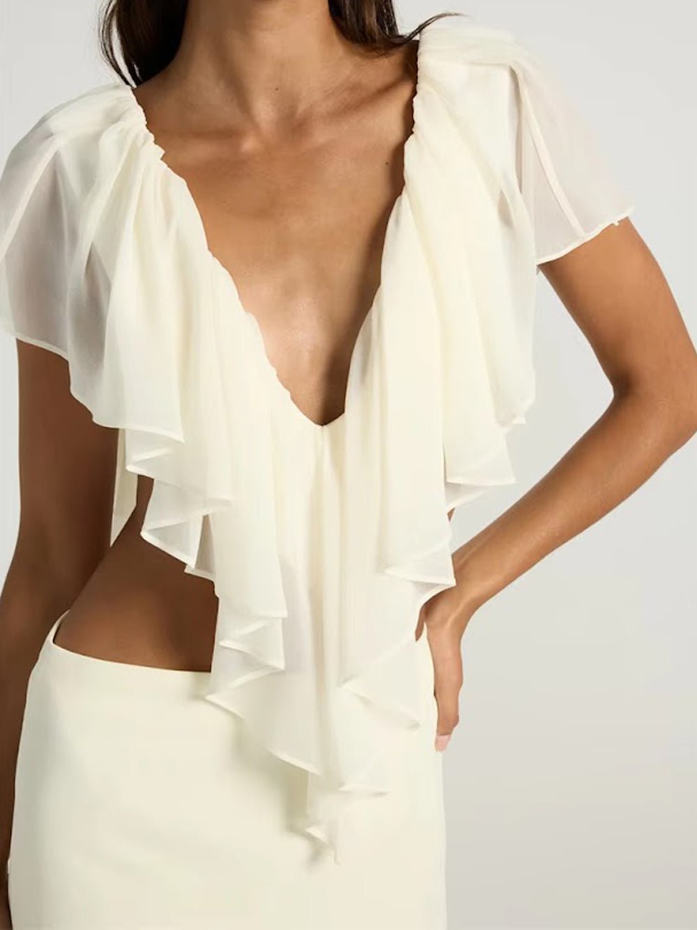 Elodie Ruffle Cutout Mini Dress - Fashion Pov