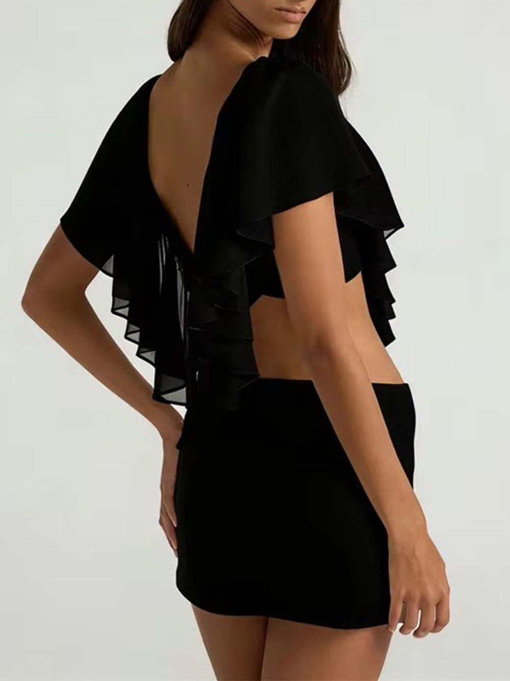 Elodie Ruffle Cutout Mini Dress - Fashion Pov