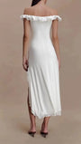 Elodie Ruffle Off Shoulder Midi Dress - Fashion Pov