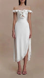 Elodie Ruffle Off Shoulder Midi Dress - Fashion Pov