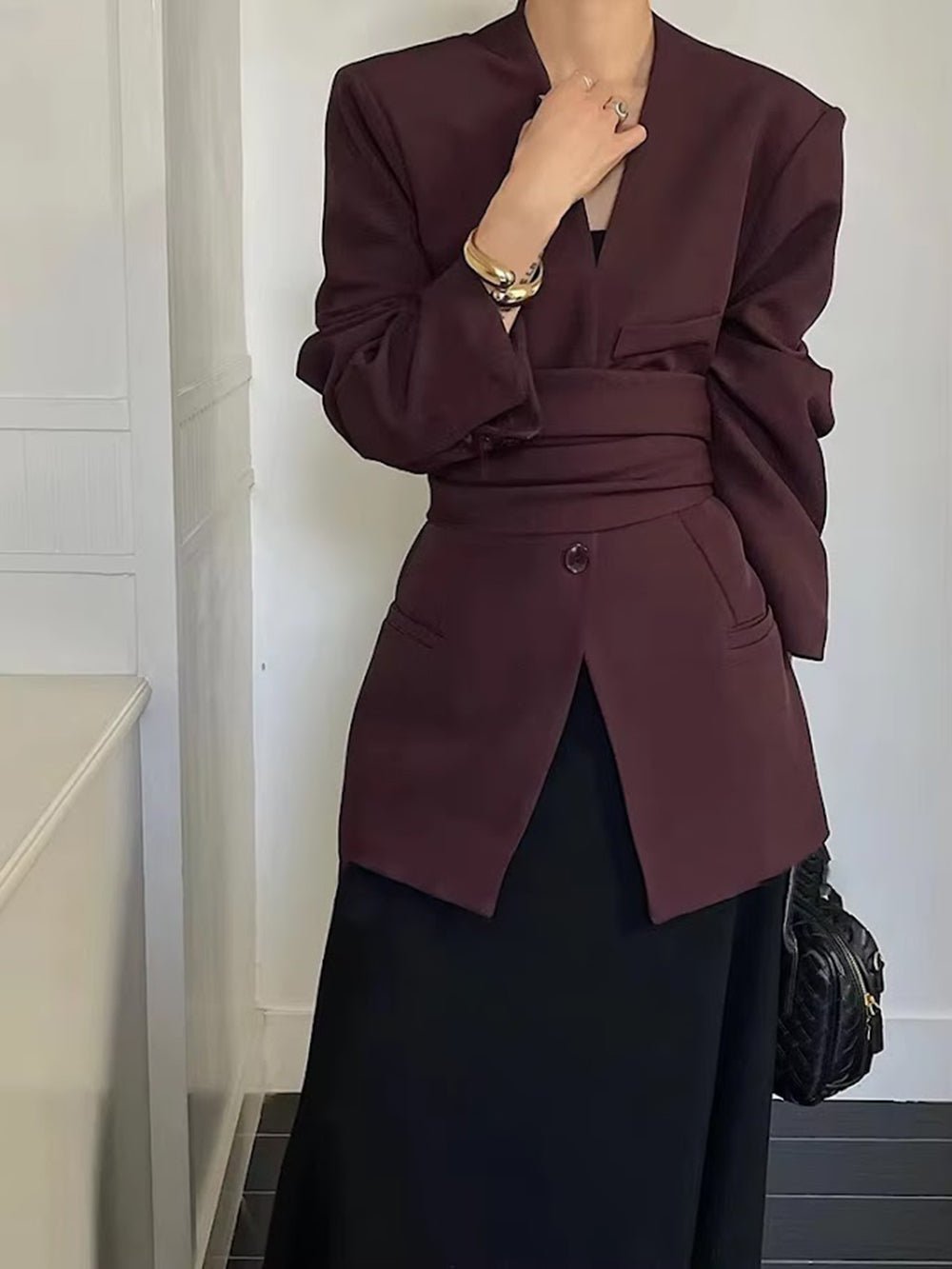 Elodie Scarf Detail Tailored Blazer - Fashion Pov