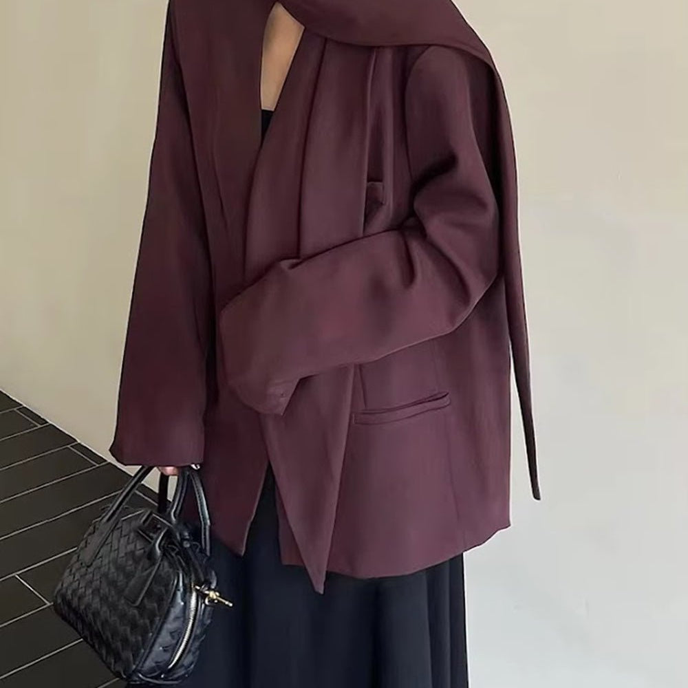 Elodie Scarf Detail Tailored Blazer - Fashion Pov