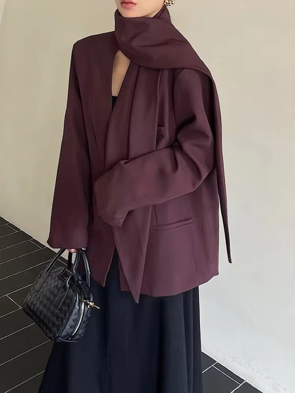 Elodie Scarf Detail Tailored Blazer - Fashion Pov