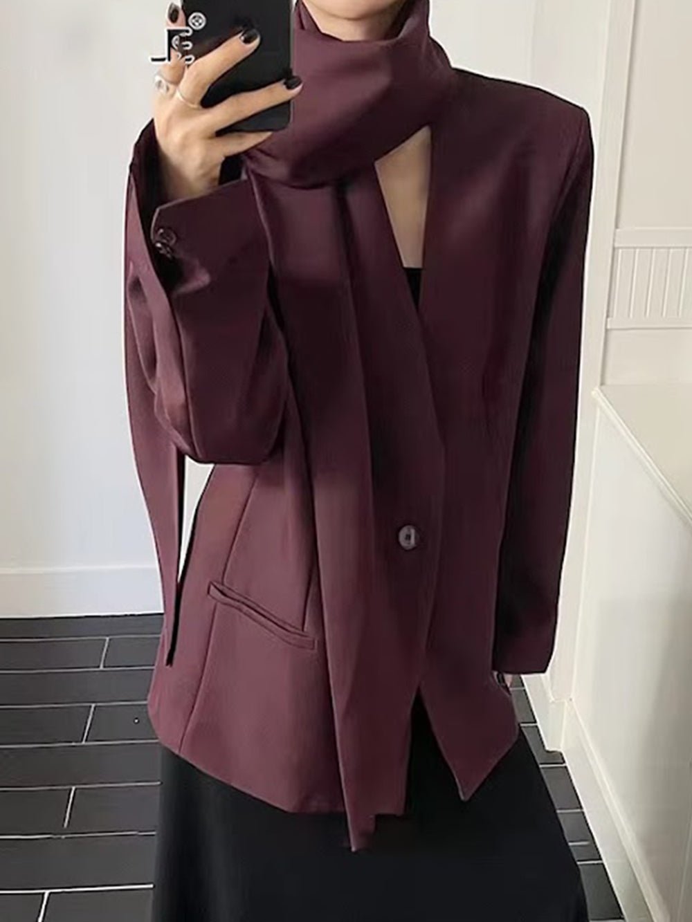 Elodie Scarf Detail Tailored Blazer - Fashion Pov