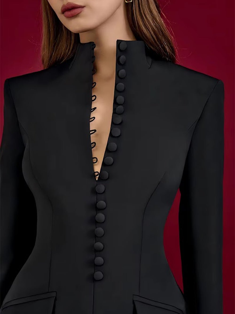 Elodie Sculpted Button Blazer Mini Dress - Fashion Pov