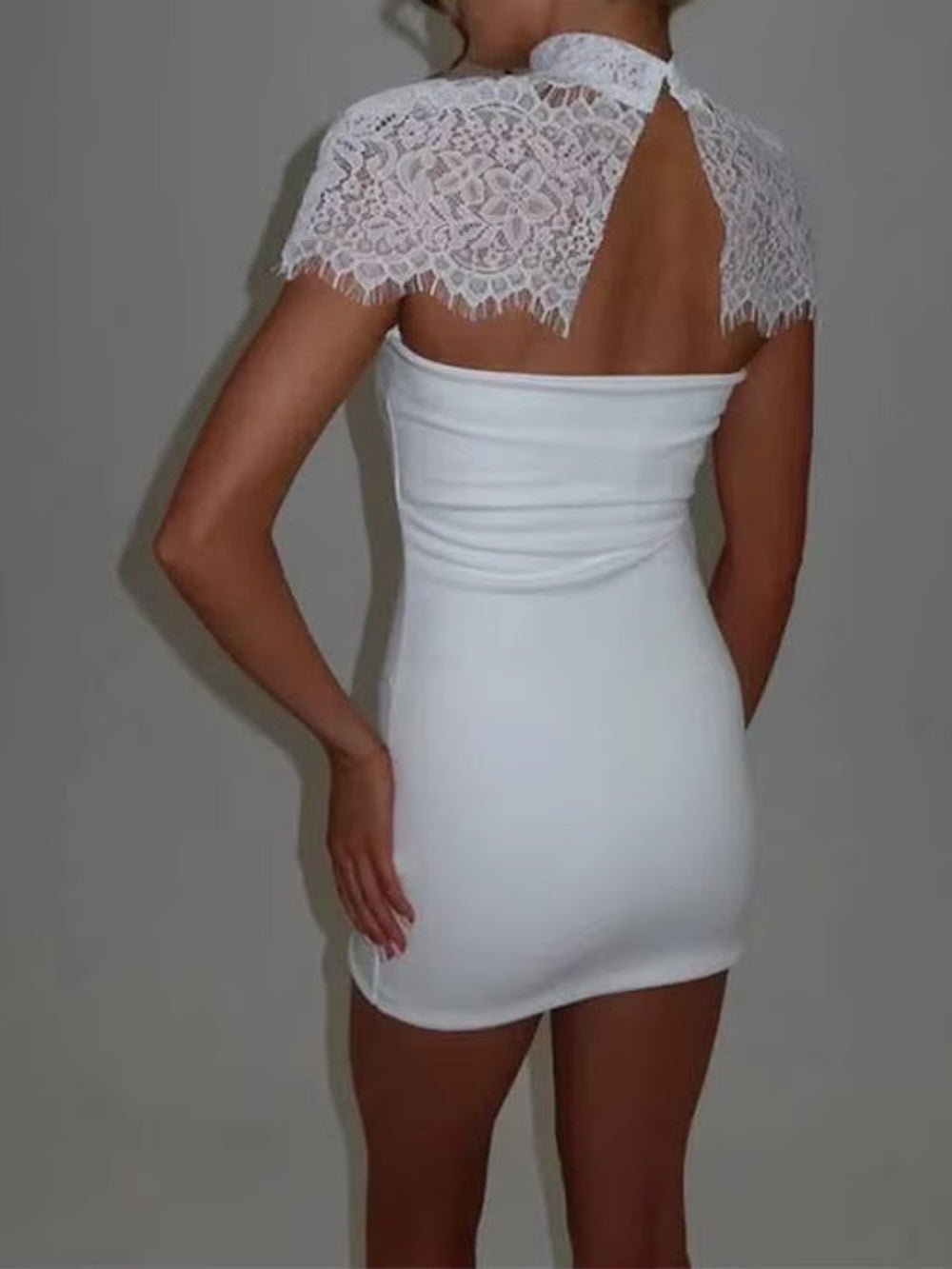 Eloise Lace Yoke Mini Dress - Fashion Pov