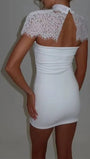 Eloise Lace Yoke Mini Dress - Fashion Pov