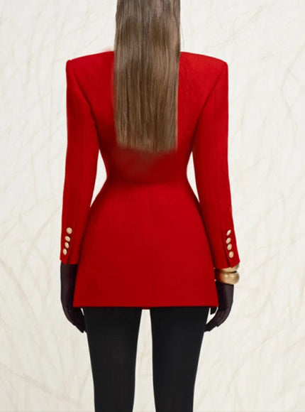 Emilyia Tunic Spliced Button Diamond Blazer - Fashion Pov