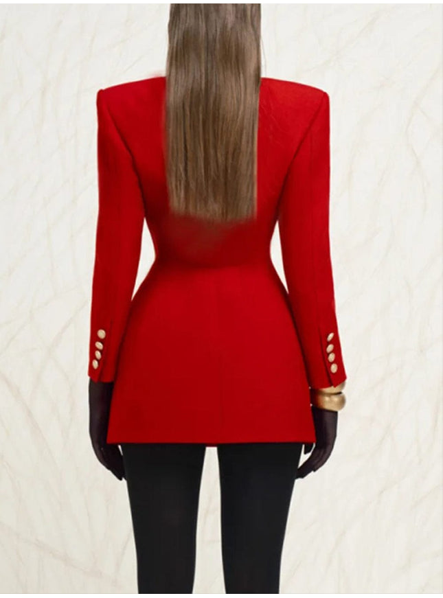 Emilyia Tunic Spliced Button Diamond Blazer - Fashion Pov