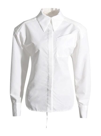 Emmily Backless Single Breasted Chic Blouse - Fashion Pov