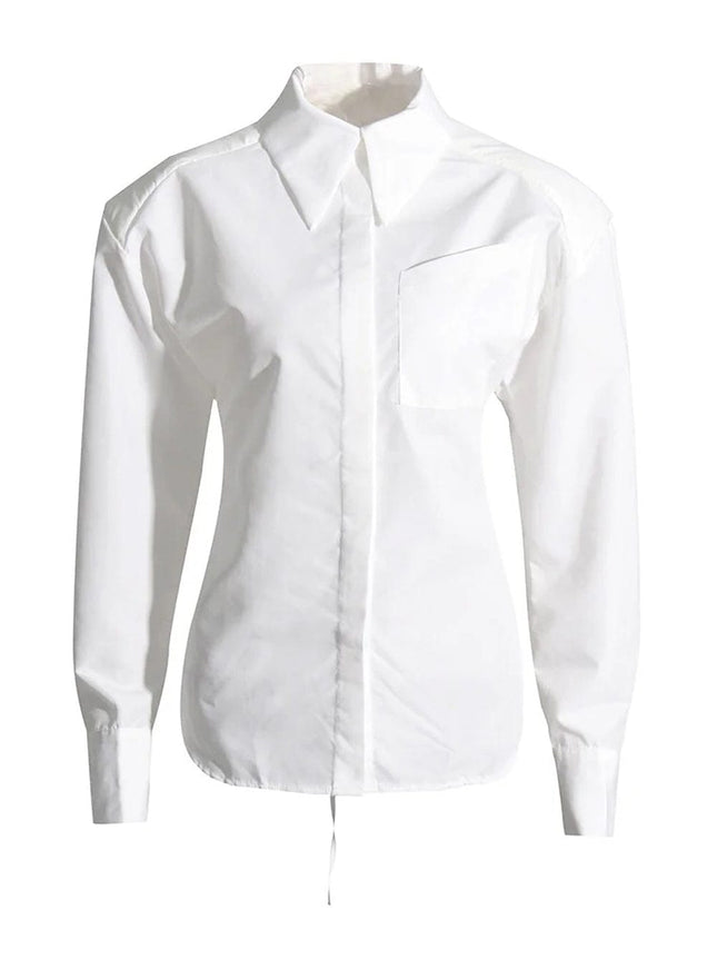 Emmily Backless Single Breasted Chic Blouse - Fashion Pov
