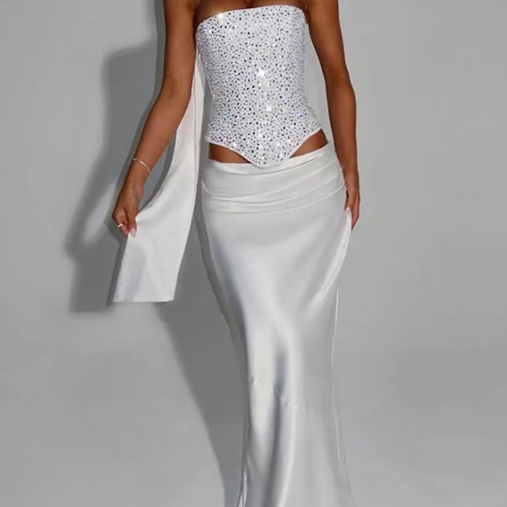 Evelina Crystal Corset Skirt Set - Fashion Pov