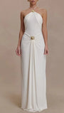 Fiora Draped Halter Maxi Dress - Fashion Pov