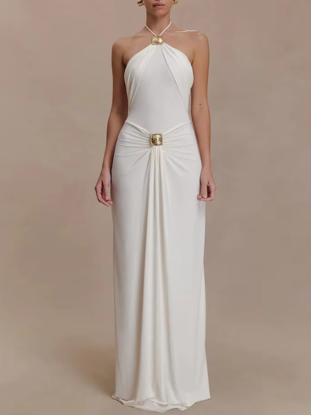 Fiora Draped Halter Maxi Dress - Fashion Pov
