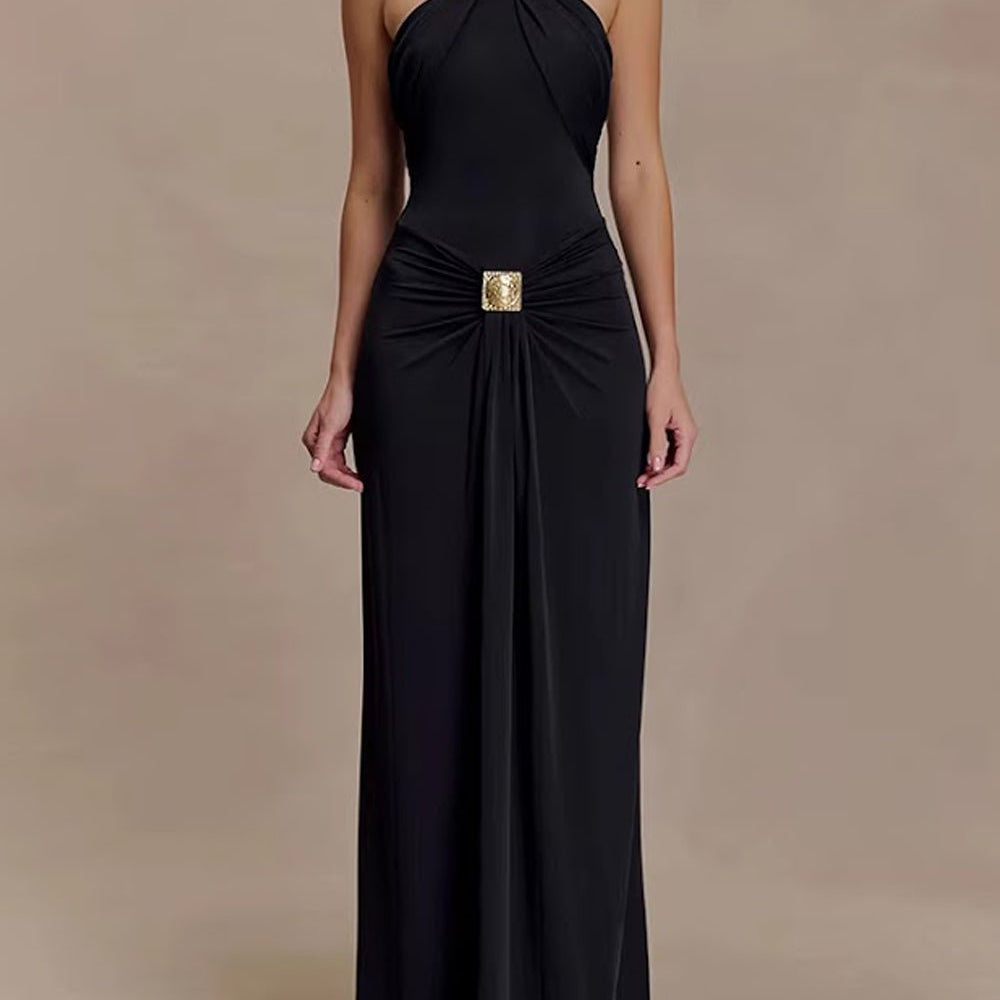 Fiora Draped Halter Maxi Dress - Fashion Pov