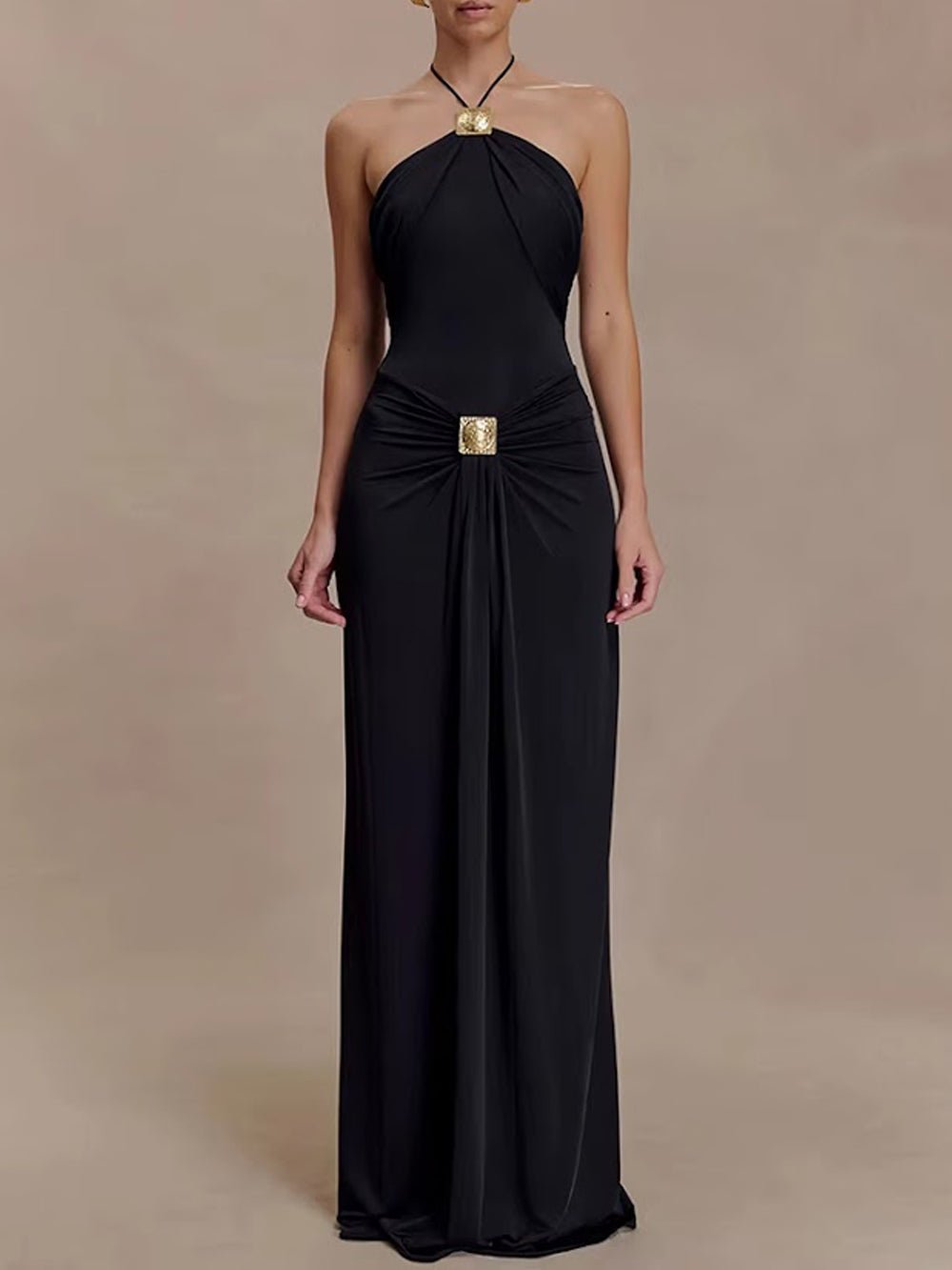 Fiora Draped Halter Maxi Dress - Fashion Pov