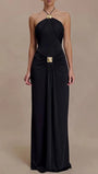 Fiora Draped Halter Maxi Dress - Fashion Pov