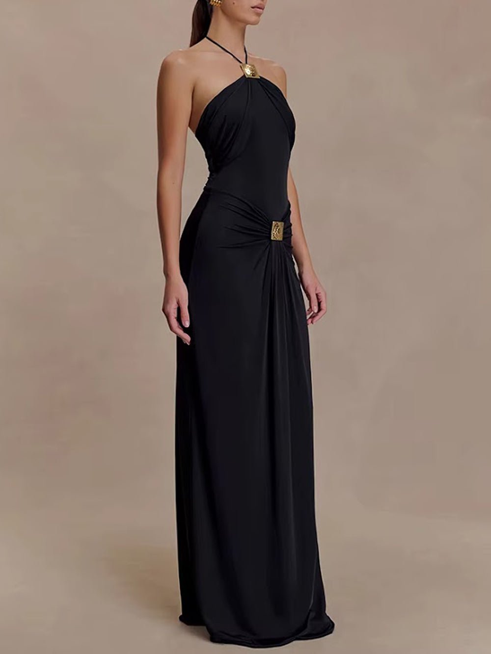 Fiora Draped Halter Maxi Dress - Fashion Pov