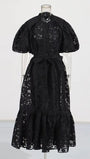 Flora Lace Button Midi Dress - Fashion Pov