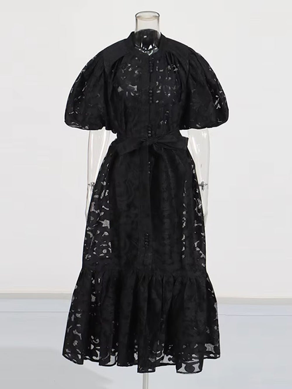 Flora Lace Button Midi Dress - Fashion Pov