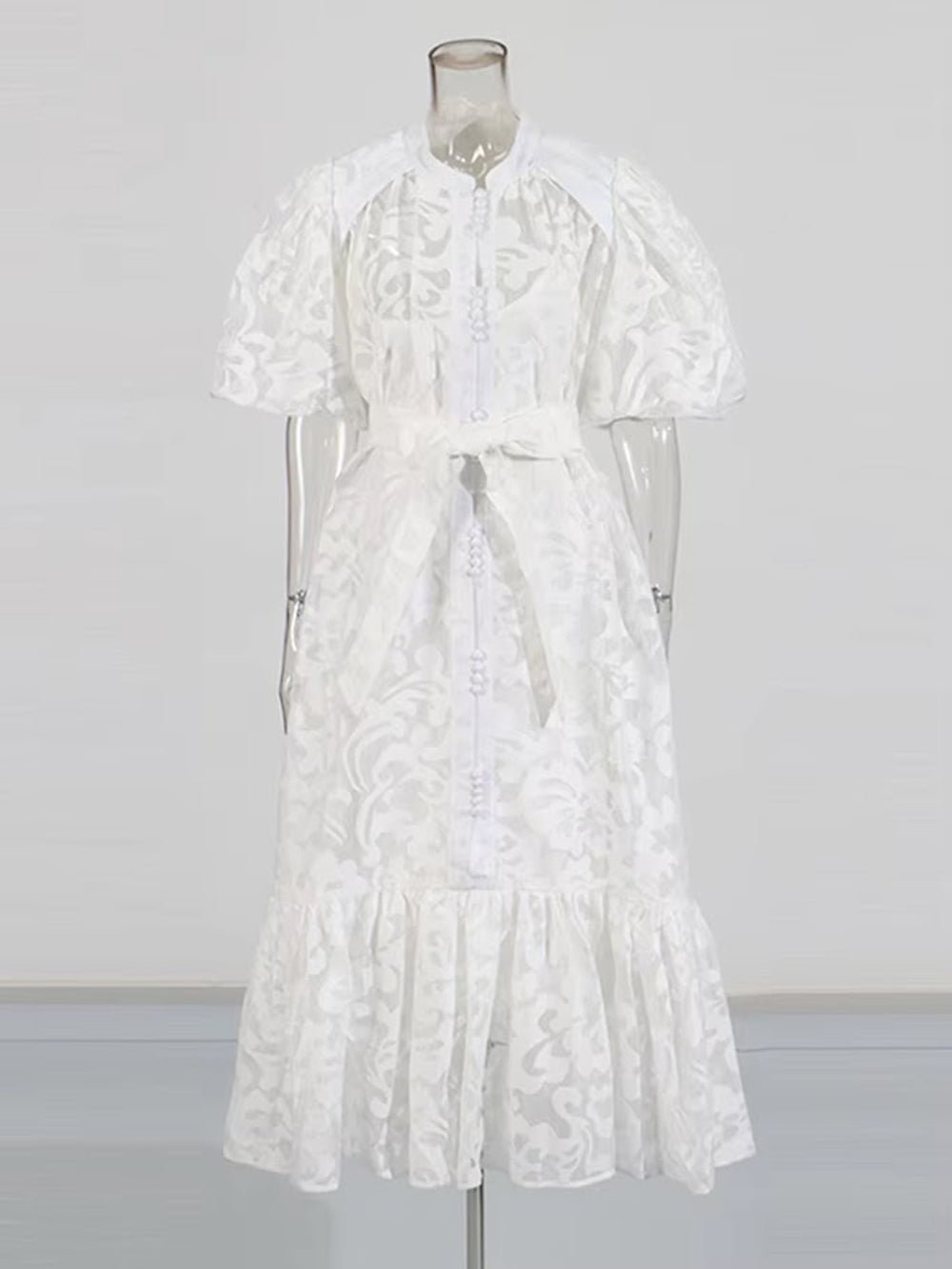 Flora Lace Button Midi Dress - Fashion Pov