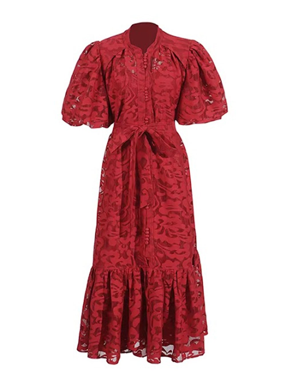 Flora Lace Button Midi Dress - Fashion Pov