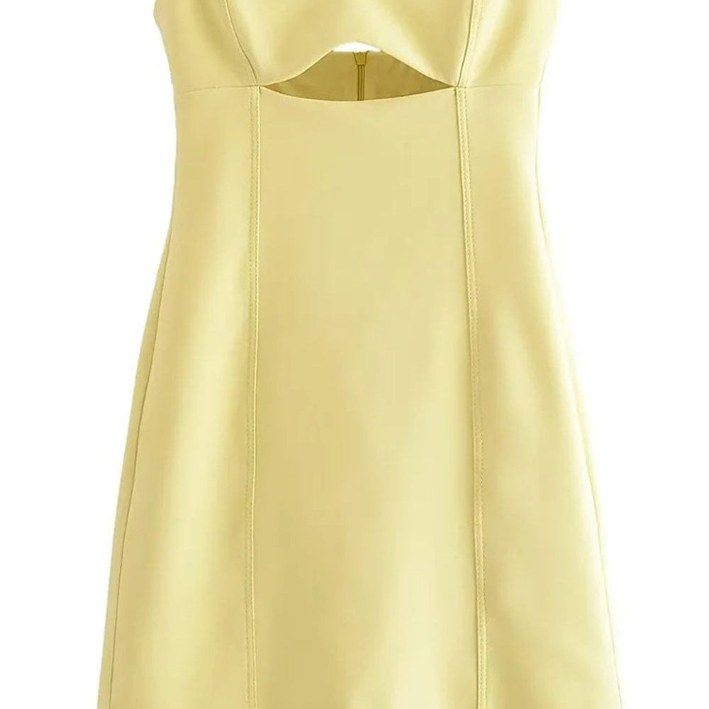 freya strapless hollow out mini dress Freya Strapless Hollow Out Mini Dress Yellow / S