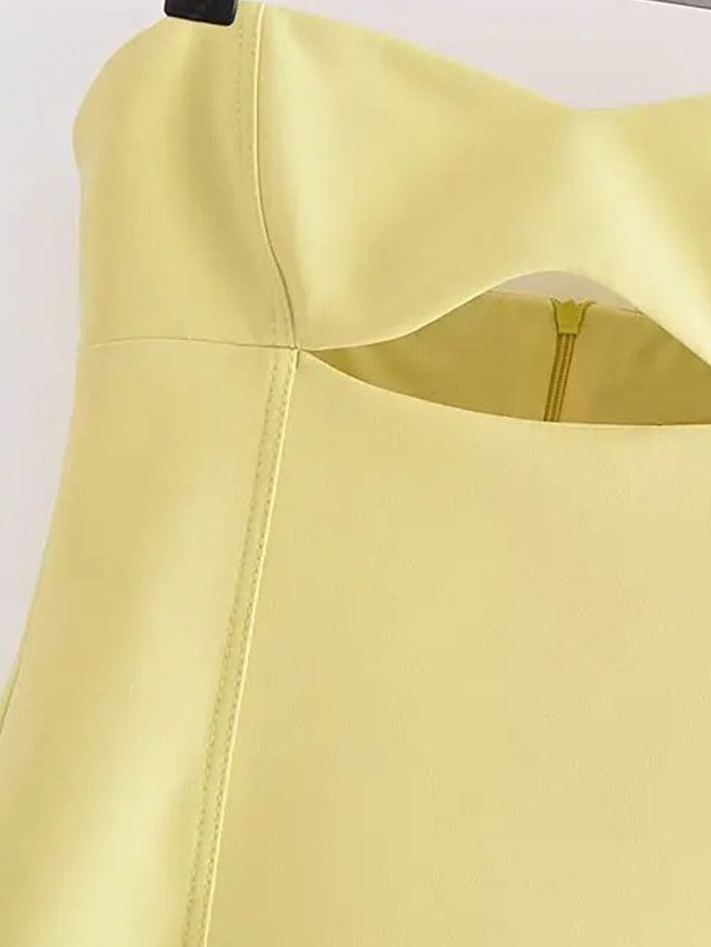 freya strapless hollow out mini dress Freya Strapless Hollow Out Mini Dress Yellow / S